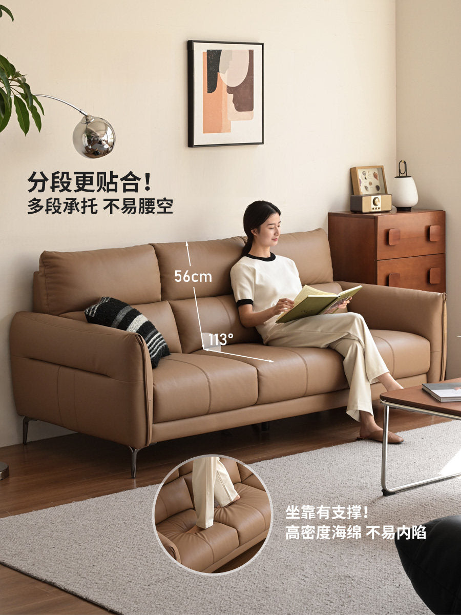 真皮沙发客厅高靠背直排现代简约小户型三人位沙发